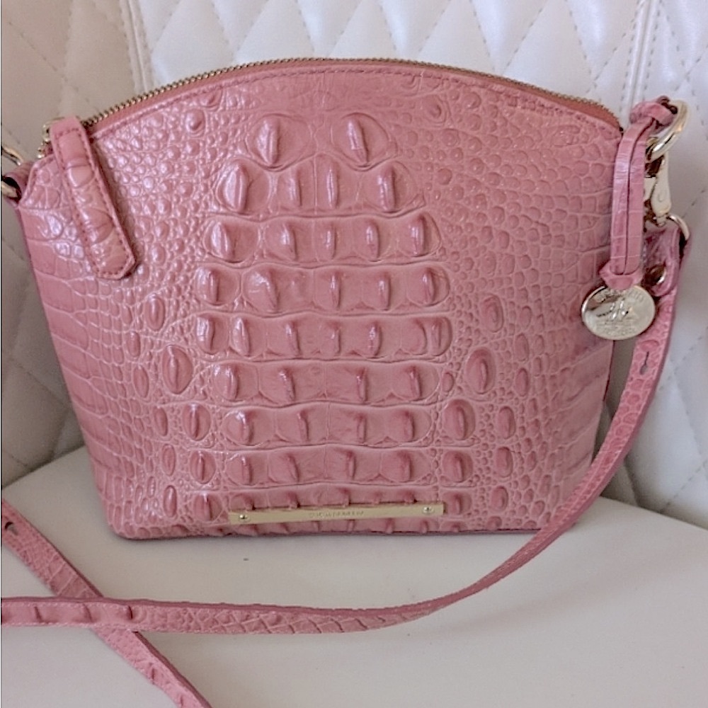 Brahmin Pink Crocodile Embossed Crossbody Bag EUC